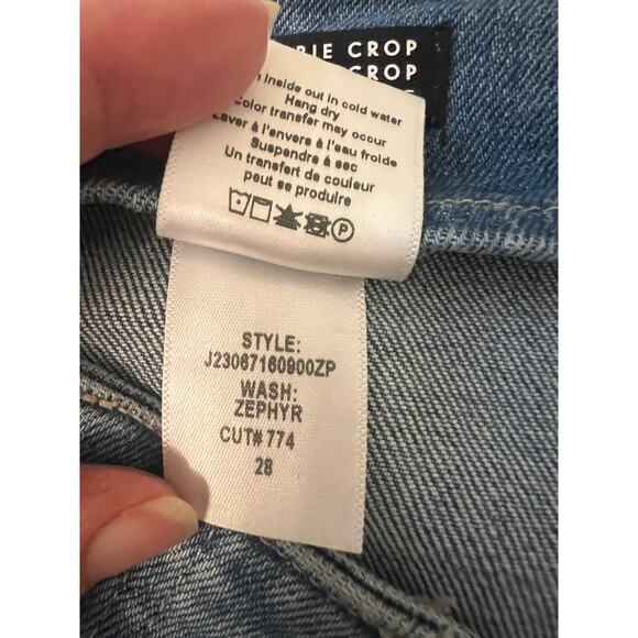 Veronica Beard Crosbie Crop High-Rise Wide Leg Jeans Zephyr Wash 28 Sailor Boho - Picture 6 of 8